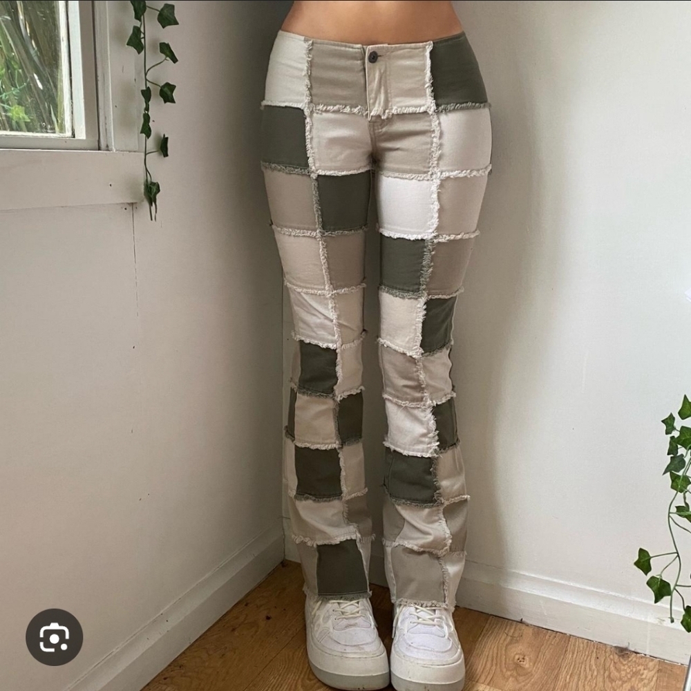 Vintage Y2K Zana Di Beige Cotton Patchwork Pants_16